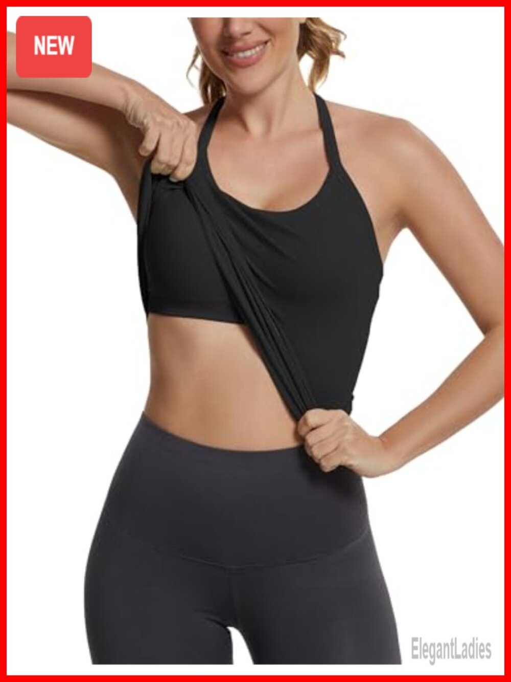 Seamless Workout Tank Top Built in Bra Racerback Athletic Yoga Gym Top